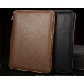 PU Material Zipper Nova Design Brown Folha Loose Notebooks Papelaria Notebook